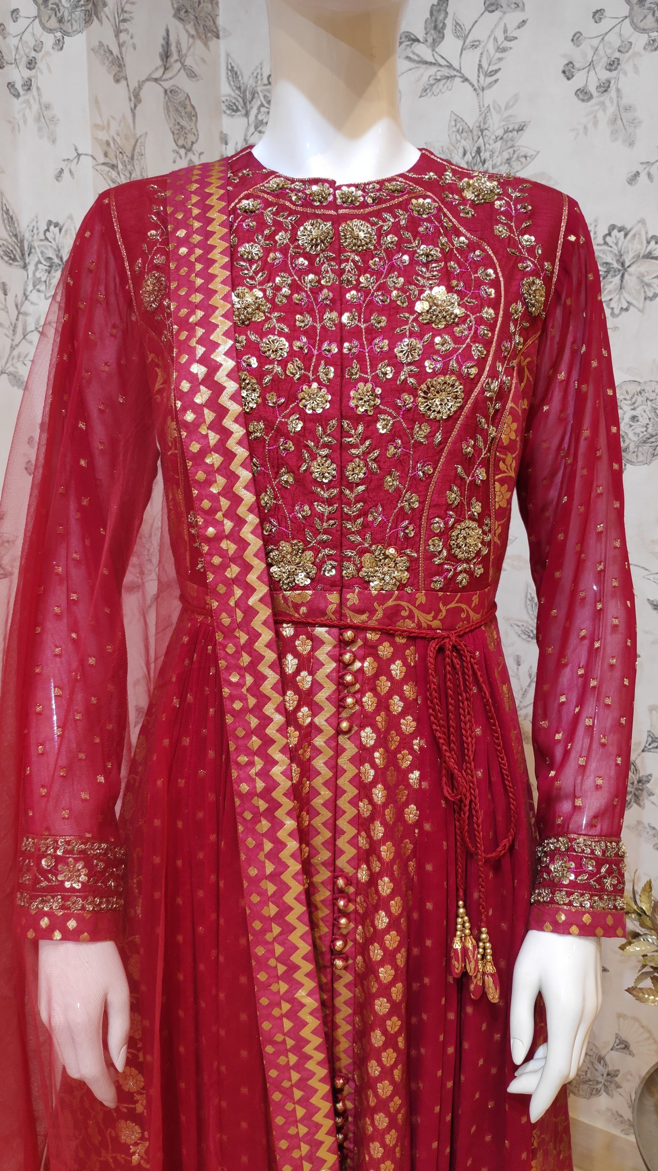 Maroon Anarkali Set.