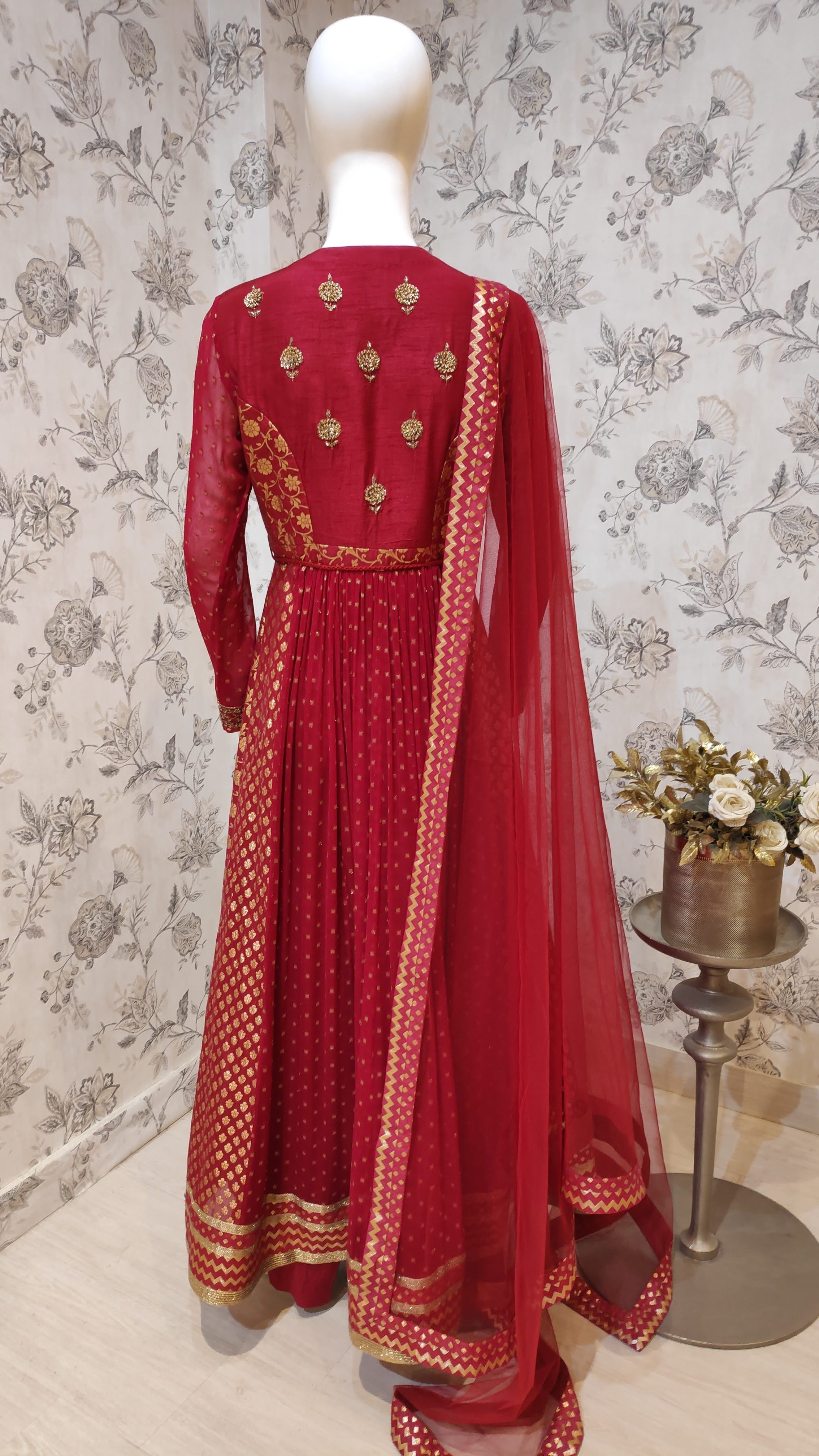 Maroon Anarkali Set.