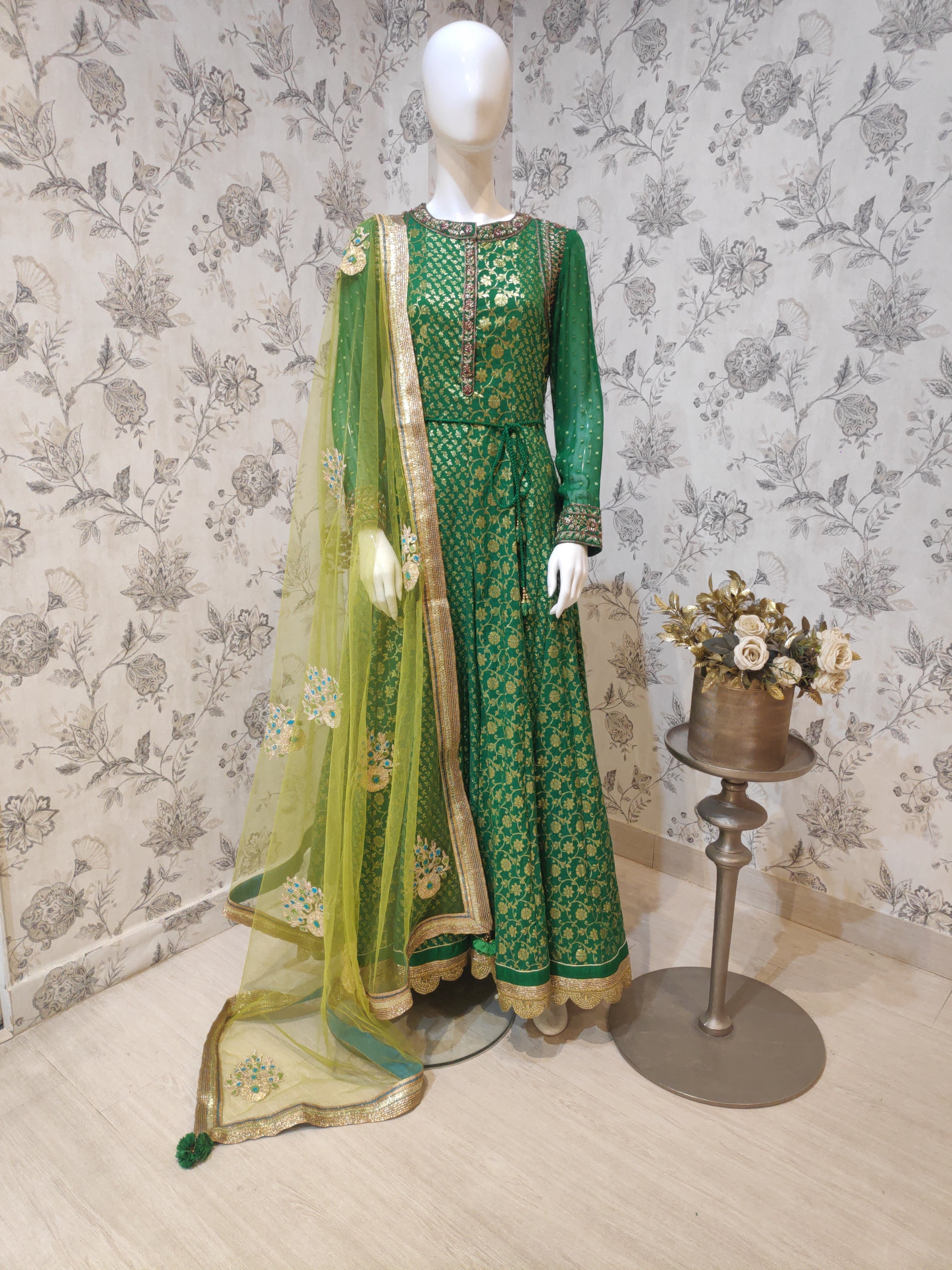 Embroidered Chanderi Kurta- front view
