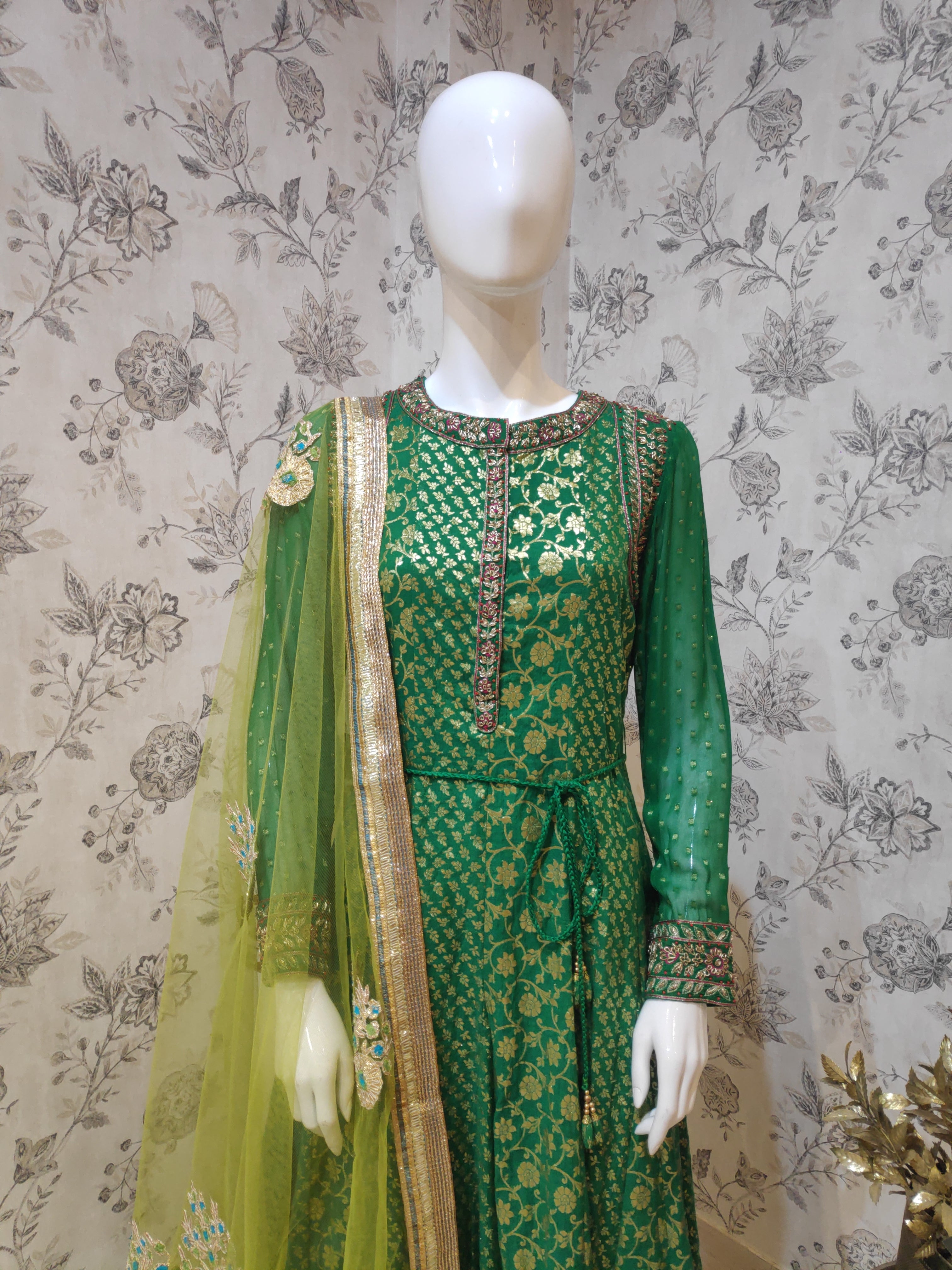 Embroidered Chanderi Kurta- front view