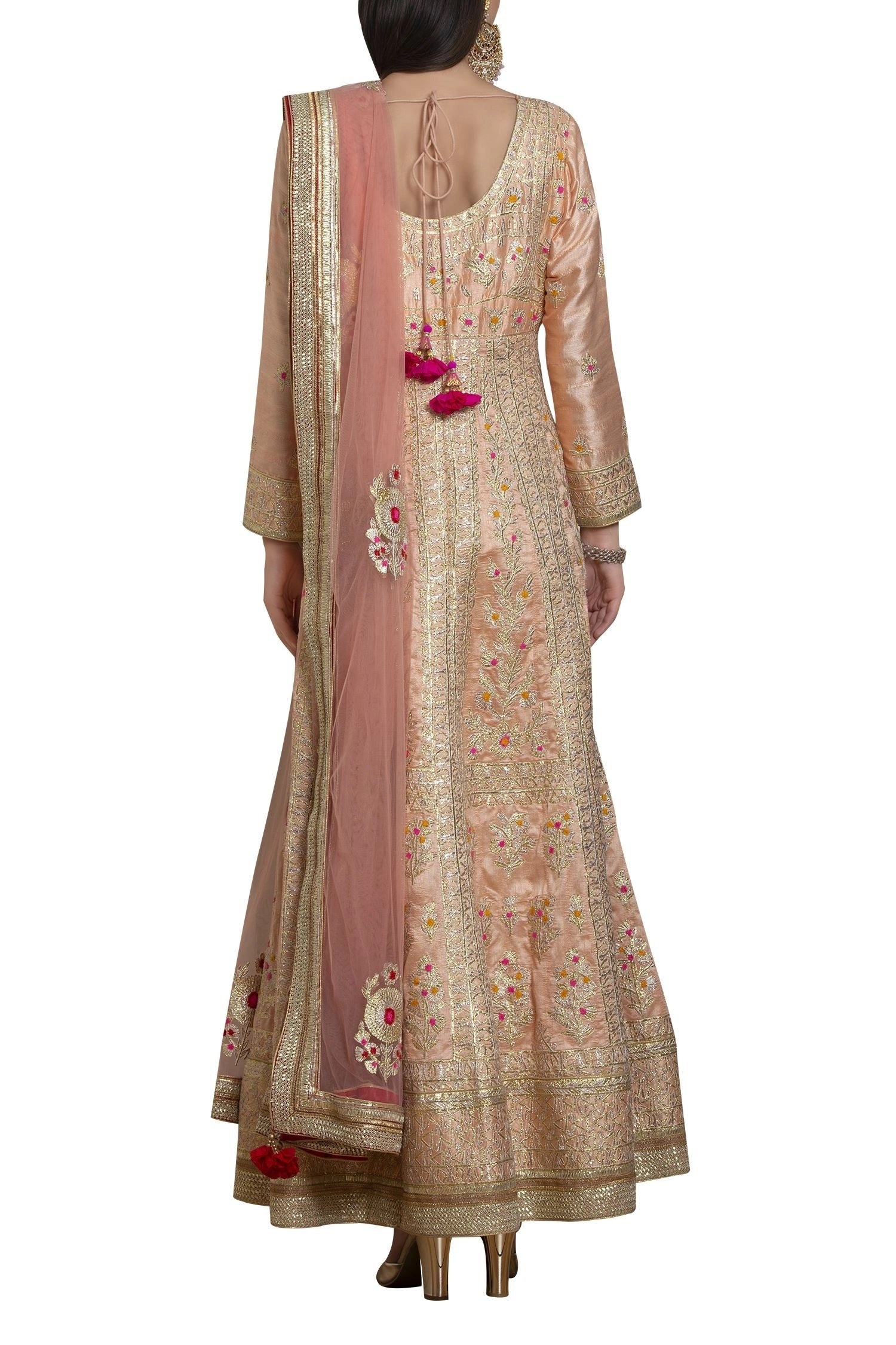 Gota Thread Embroidered Anarkali Set- back view