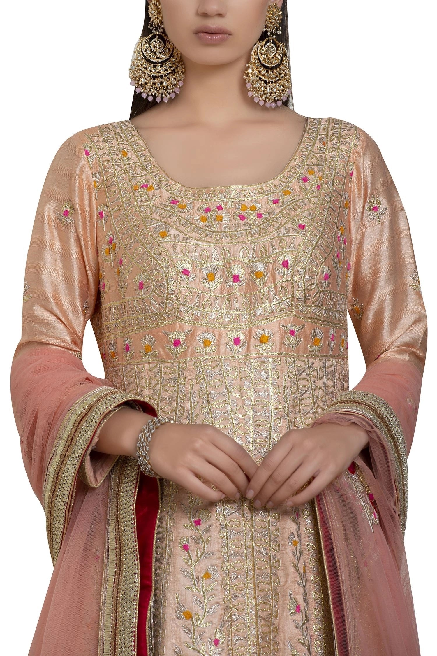 Gota Thread Embroidered Anarkali Set- close view